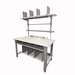 Non-ESD Deluxe Adjustable Height Packing Bench with Uprights, Gray Frame and White Laminate Top, 30"D x 72"L